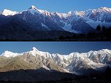 11 Ridge From Nanga Parbat To Rakhiot Peak To Chongra Peak From Tarashing At Sunrise Gunther Messner�s diary May 15, 1970: The day dawns bright and cloudless. For the first time I see Nanga and Chongra Peak from the south: the impression is overwhelming. Huge hanging glaciers, terrifying precipices, furrowed by avalanches. Right over to the left is the summit of Nanga! (The Naked Mountain by Reinhold Messner)
